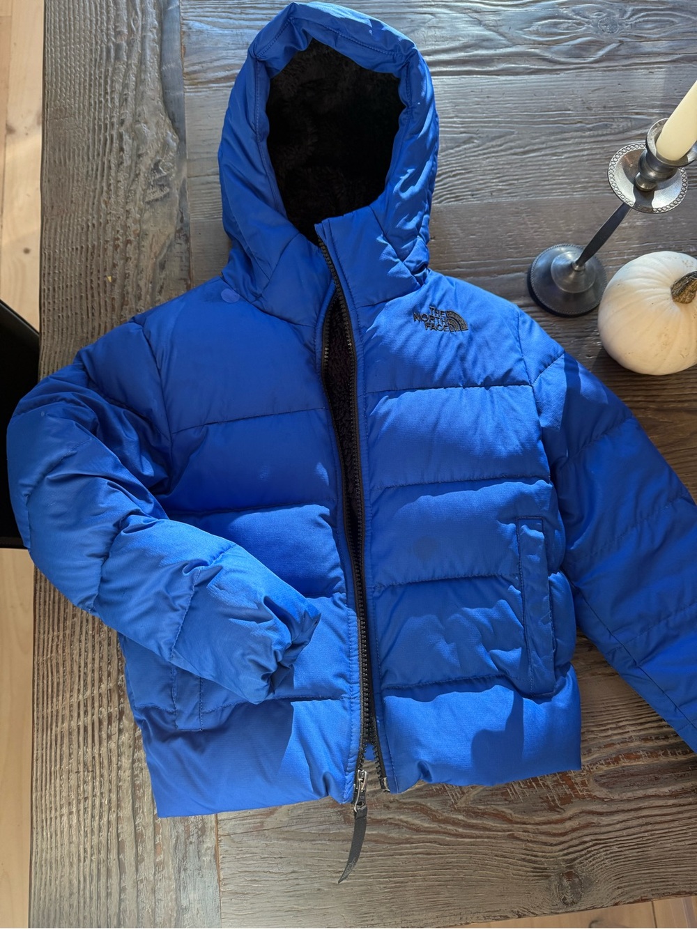 The North Face Kids Royal Blue Hooded Puffer Jacket